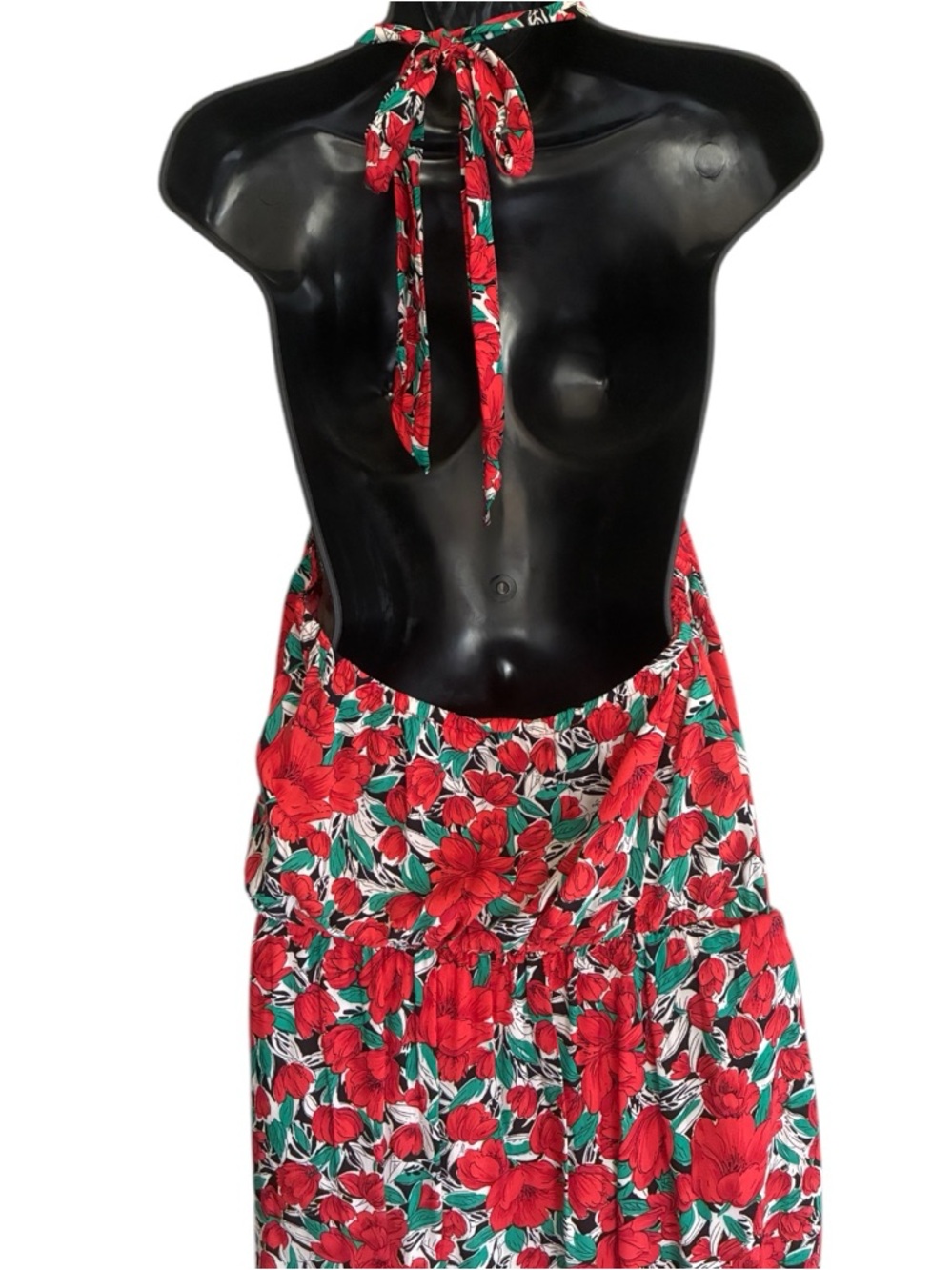 Bohochic Garden Party Red Floral Halter Maxi Summer Dress Size S/M - Picture 6 of 8